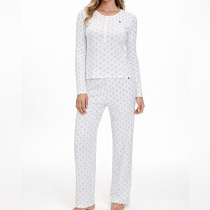 🌸NWT Polo by Ralph Lauren 100% cotton floral white and Blue pj set Large